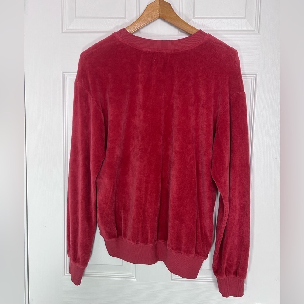 4/$20 Sundry Anthropologie orange y2k style velour crew neck sweater- size S - Picture 8 of 14